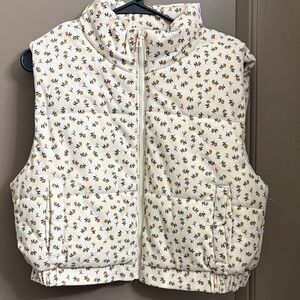 Cream Floral Puffer Vest